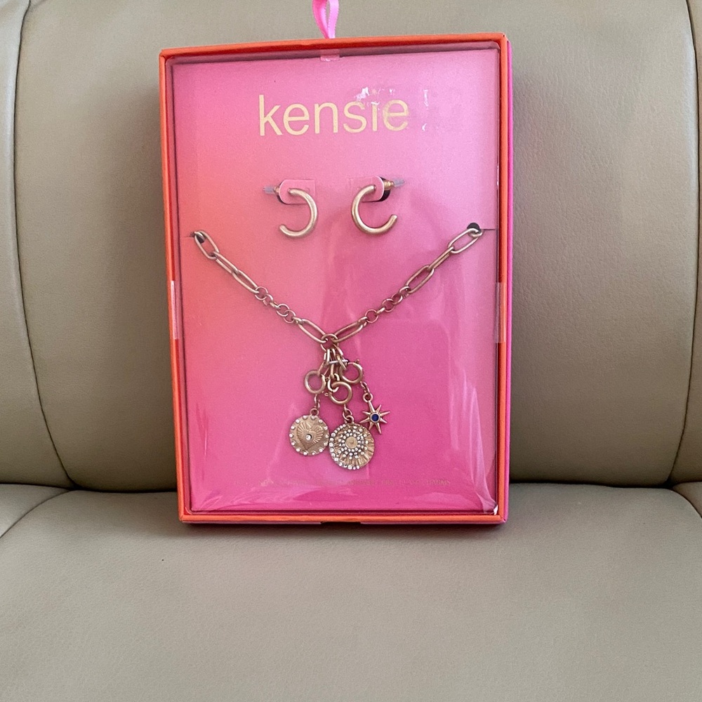 Kensie Gold charm  Set with Necklace and Earrings